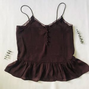 NWOT H&M Silky Peplum Top with Lace